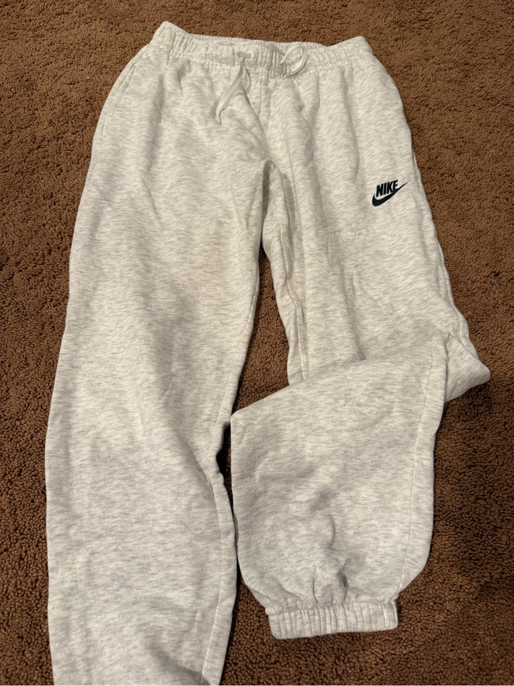 Nike Light Heather Gray Kids Sweatpants with Black Swoosh